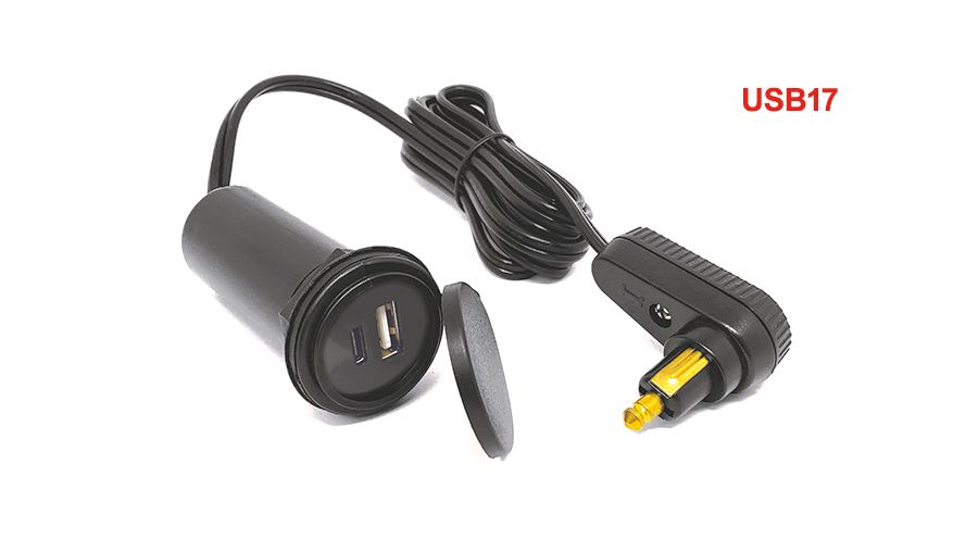 BMW R1200S & HP2 Sport Cable USB Twin para bolsa de depósito (USB-A & USB-C)