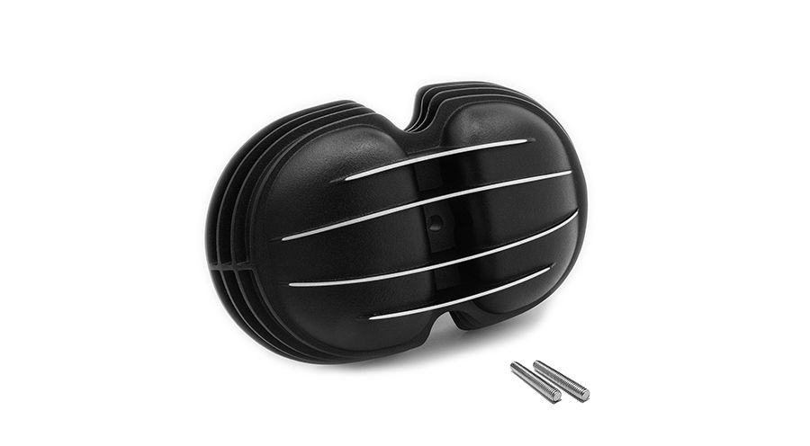 BMW R 80 modelo Tapa de válvula, negro con costillas pulidas, 4 costillas