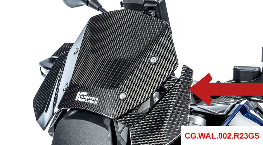 BMW R1300GS & Adventure Protección contra viento de Carbono junto a instrumentación