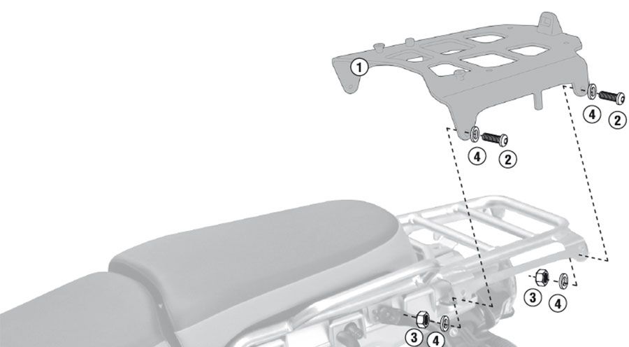 BMW R1200GS (04-12), R1200GS Adv (05-13) & HP2 Soporte para topcase-Aluminium